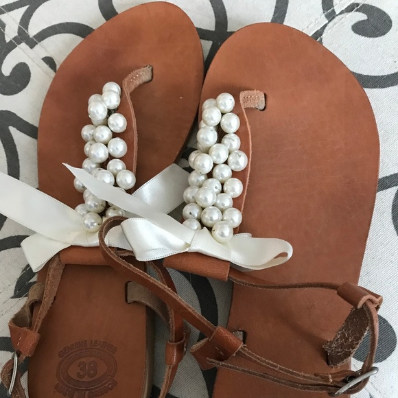 Pearl Lined Sandals-real leather - Picture 2 of 5